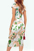Print Off Shoulder Slit Bodycon Midi Dress